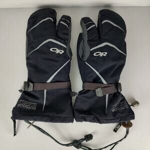 Outdoor Research Highcamp 3 finger gloves black winter snow gloves mens Large